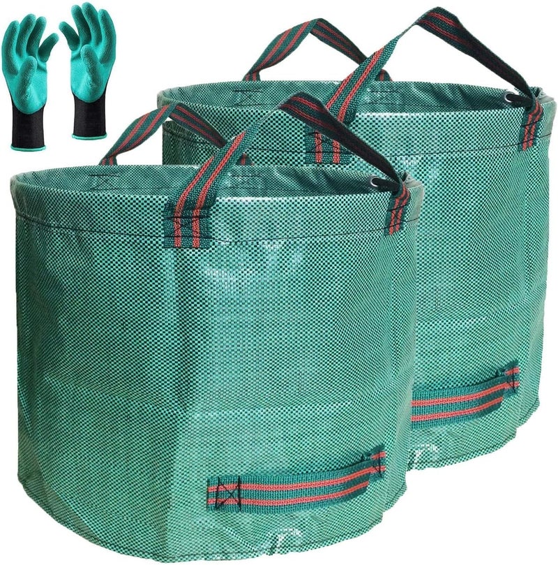 Tespher Professional 2-Pack 72 Gallon Big Lawn Garden Bags (D26,H30 inch) Yard Waste Bags W/Gardening Gloves for Leaf Bag,Yard Debris,Garden Trash Container,Recycling Bin,Grass Clippings,Weeds Bag 4 Handles - Image 1